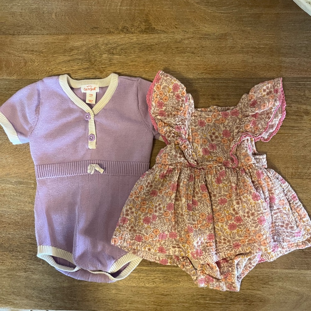 Cat & Jack Lavender and Floral Bodysuits
